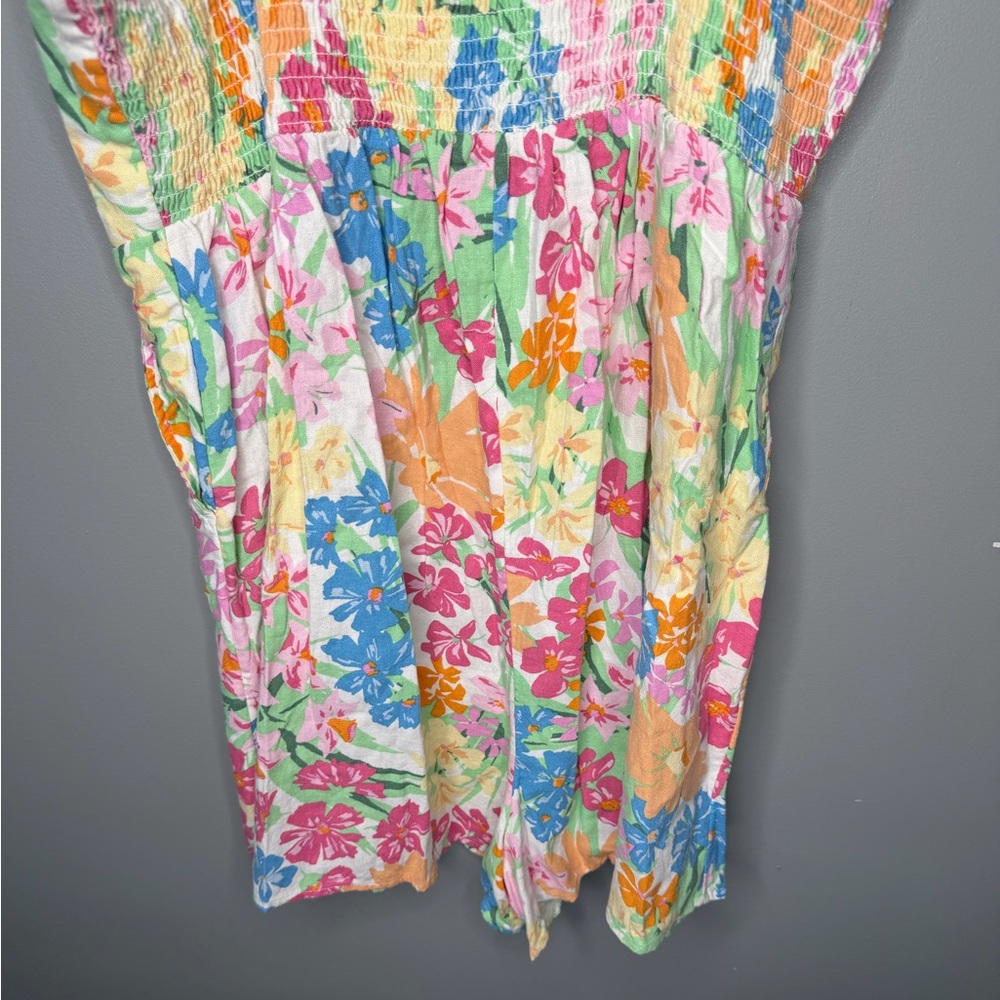 NWT Old Navy Fit and Flare Colorful Floral Linen Blend Romper - Picture 9 of 13